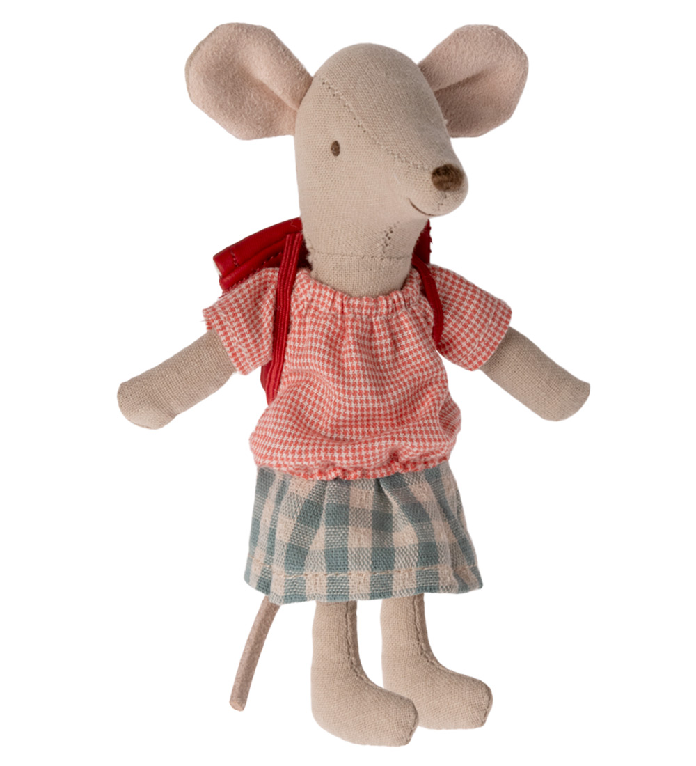 Maileg Mouse - Big sister - Bicycle mouse w. Bag - Red