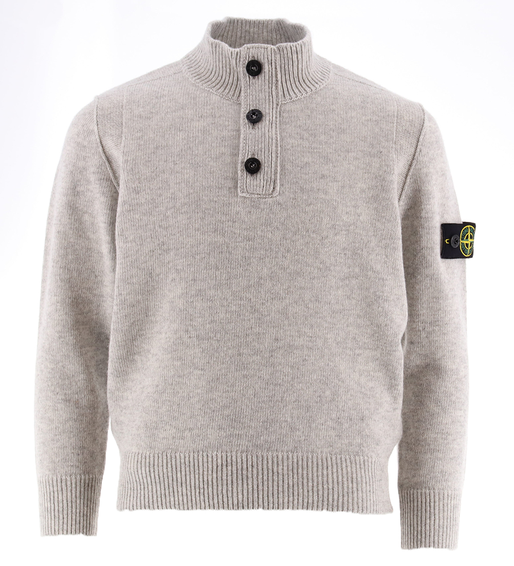 Stone Island Bluse m. Knöpfe - Wolle/Viskose - Grau Meliert