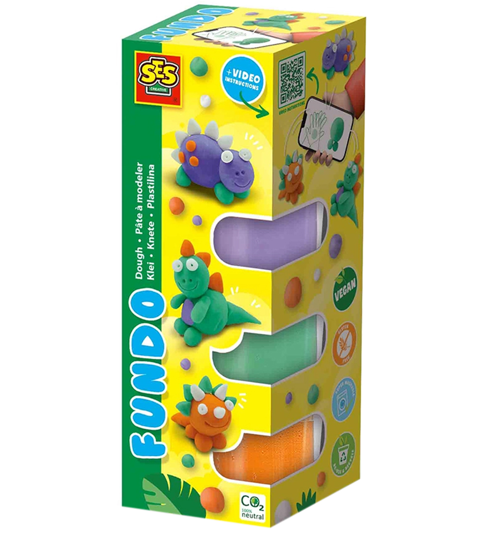 SES Creative Play Dough - 3x90gr/1x40g - FunDo Dinosaurs