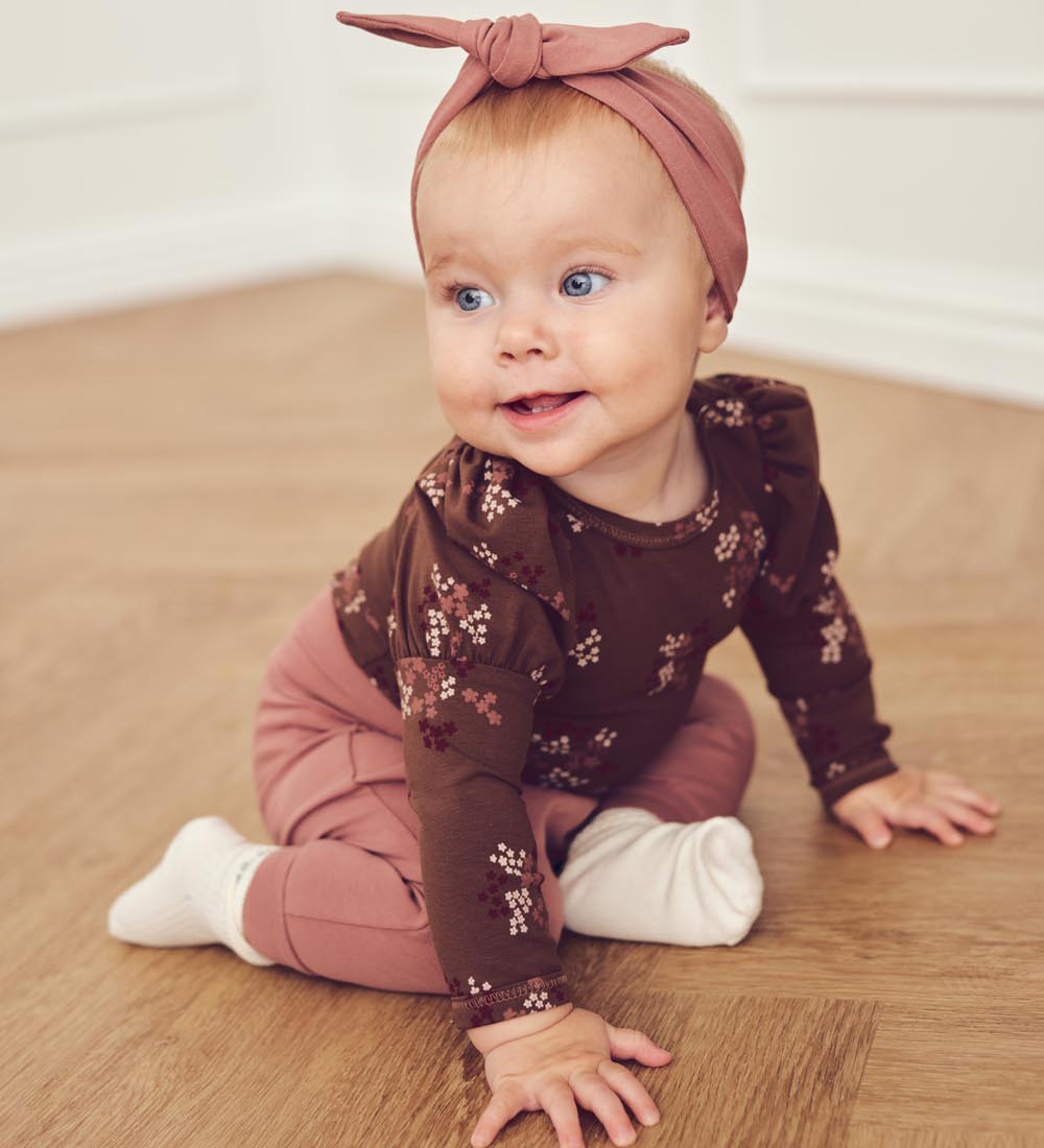 Müsli Bodysuit L/æ - Flora Puff - Bark/Cabernet/Nightingale