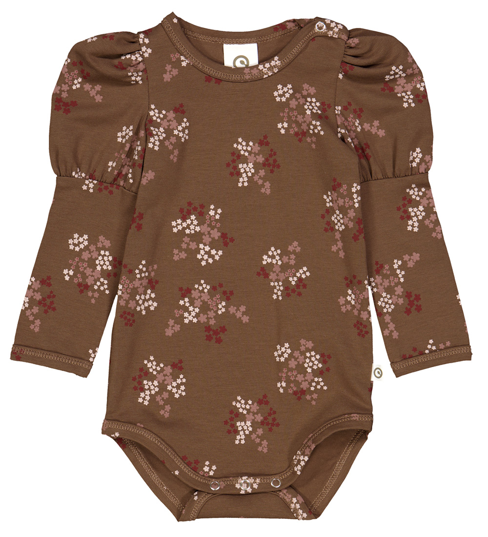 Müsli Bodysuit L/æ - Flora Puff - Bark/Cabernet/Nightingale