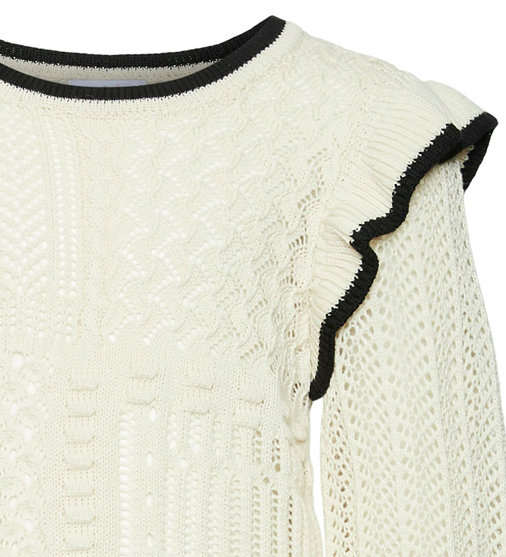 Vero Moda Girl Blouse - Knitted - VmMadelyn - Birch/W. Black