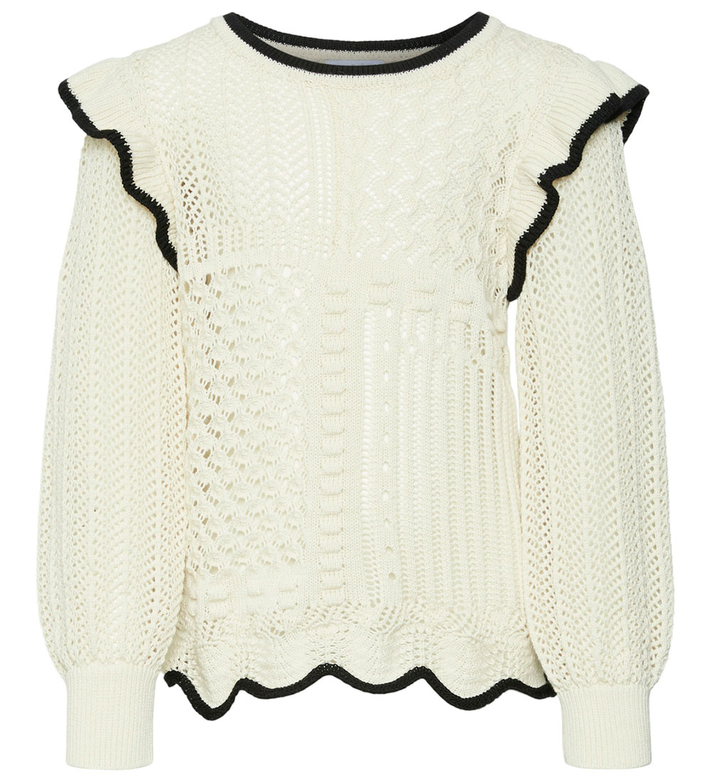 Vero Moda Girl Blouse - Knitted - VmMadelyn - Birch/W. Black