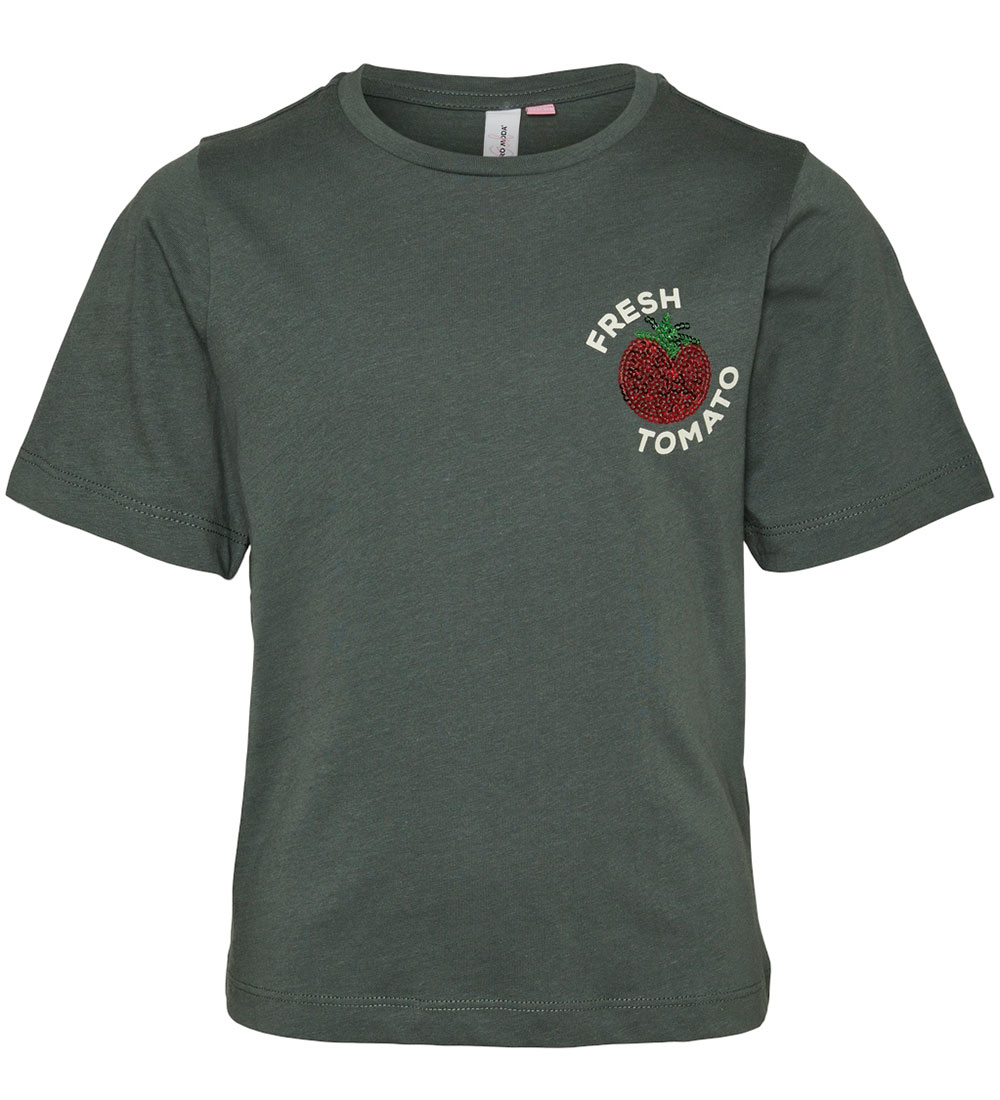Vero Moda Girl T-shirt - VmEllie - Conditioner Green/W. Fine Whi
