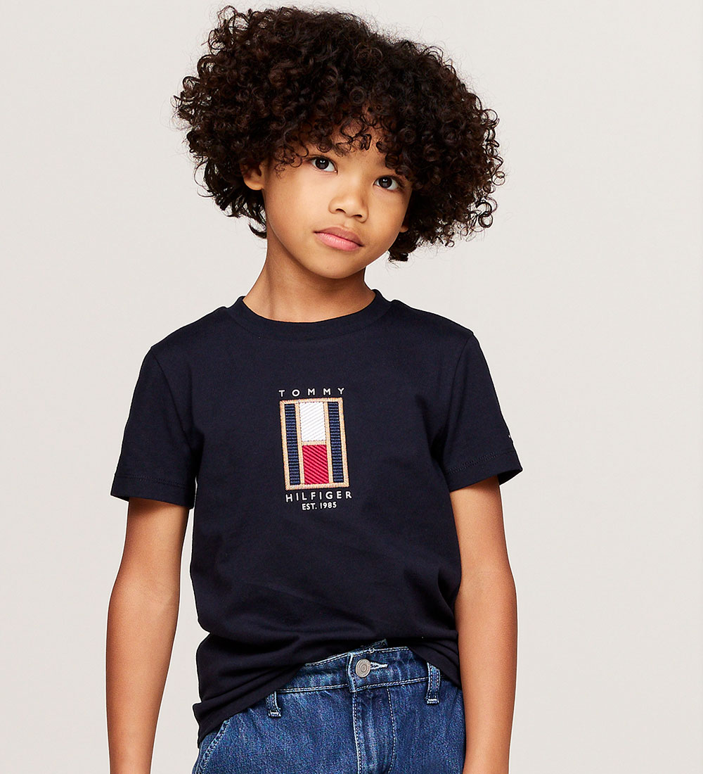 Tommy Hilfiger T-shirt - Flag Embroidered - Desert Sky