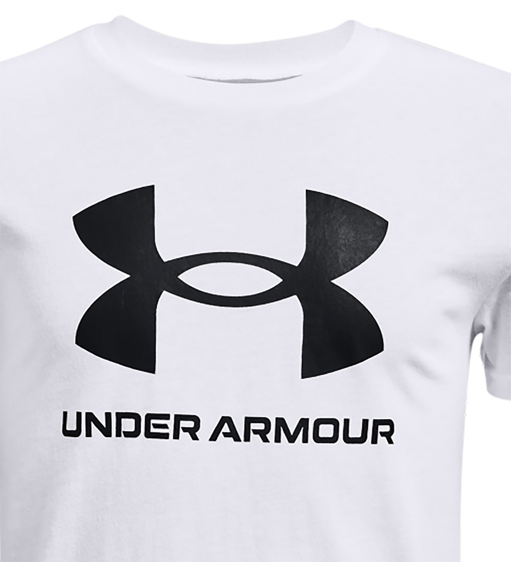 Under Armour T-shirt - Sport Style Logo - White w. Black