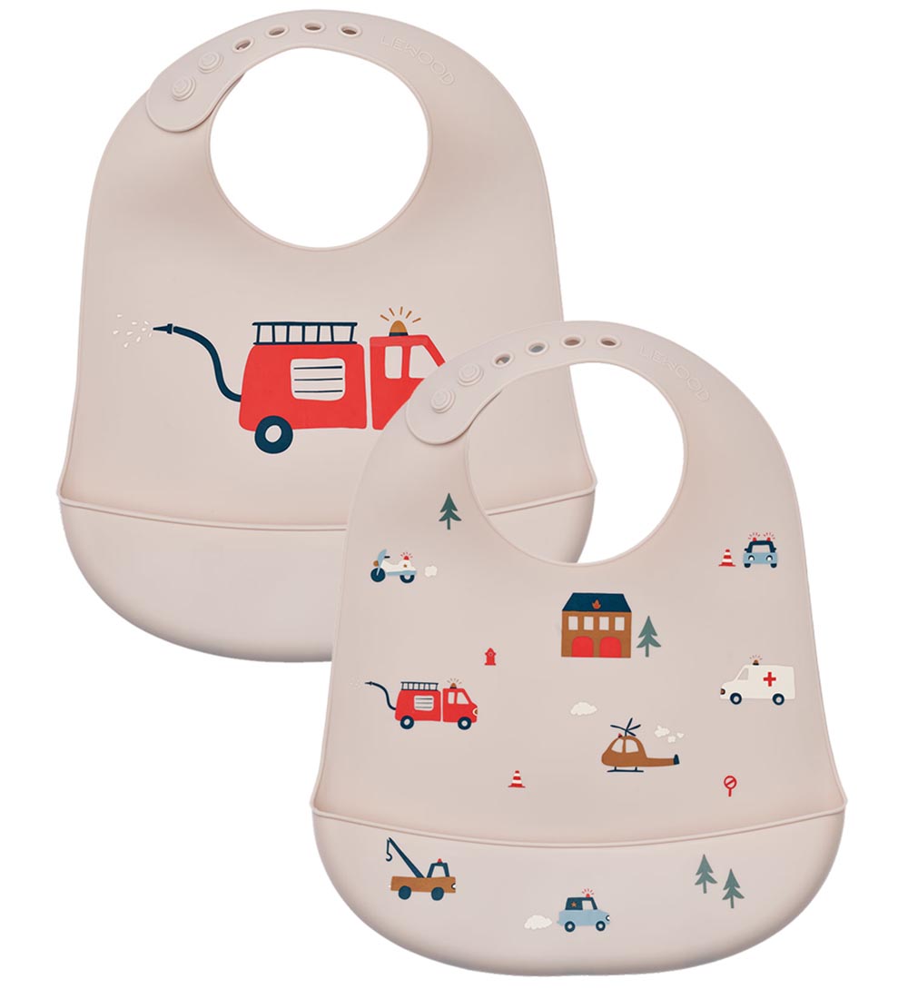 Bavoirs Liewood - Silicone - 2 Pack - Tilda - Véhicule d'urgence