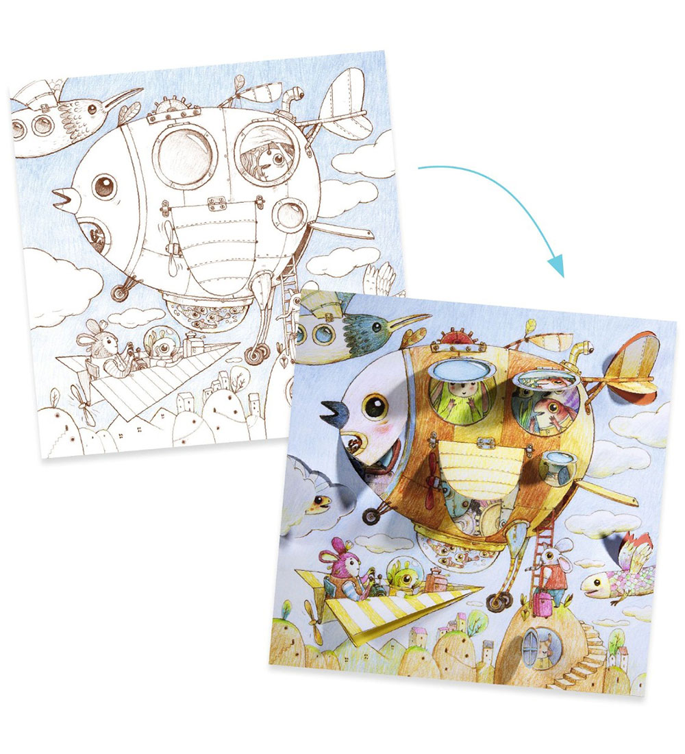 Djeco Coloring Sheet w. Small Doors - Malo's Trip
