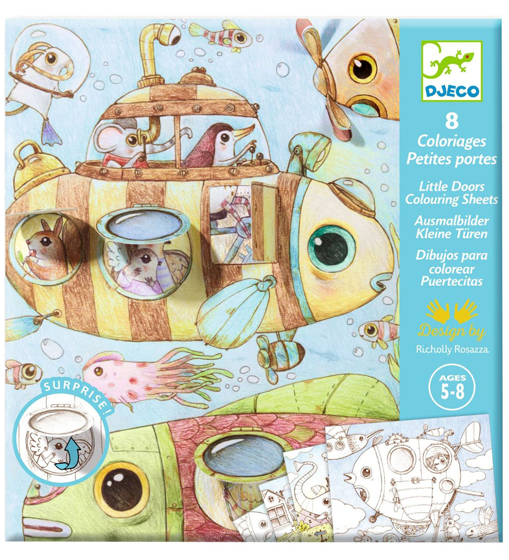 Djeco Coloring Sheet w. Small Doors - Malo's Trip