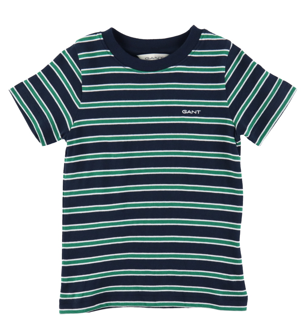 GANT T-Shirt - Evening Blue/Grün Gestreift