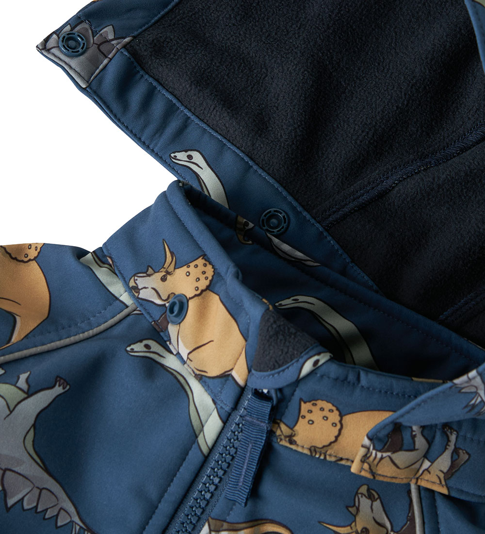 Name It Softshell Jacket w. Fleece - NmmAlfa08 - Dark Denim/Dino