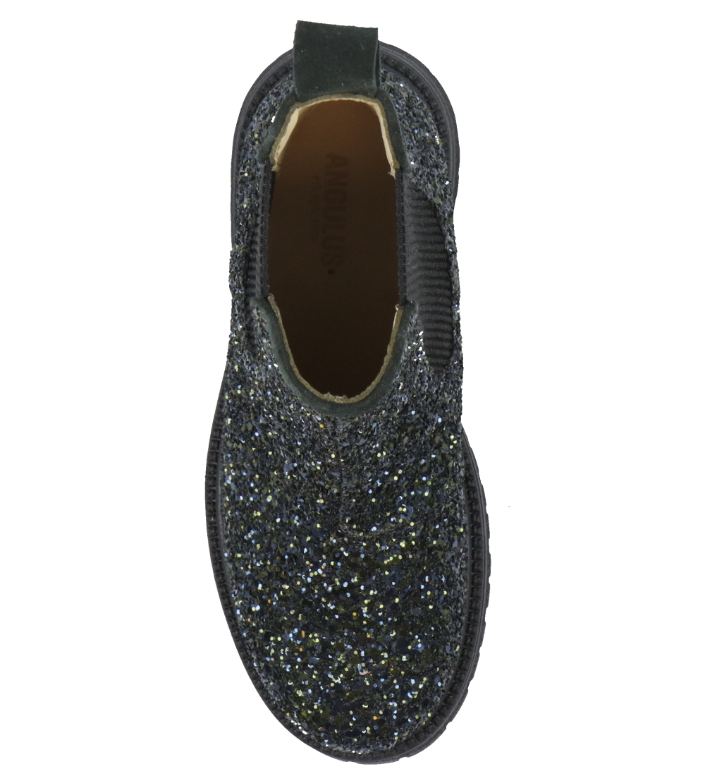 Angulus Stiefel - Chelsea - Teal m. Glitzer