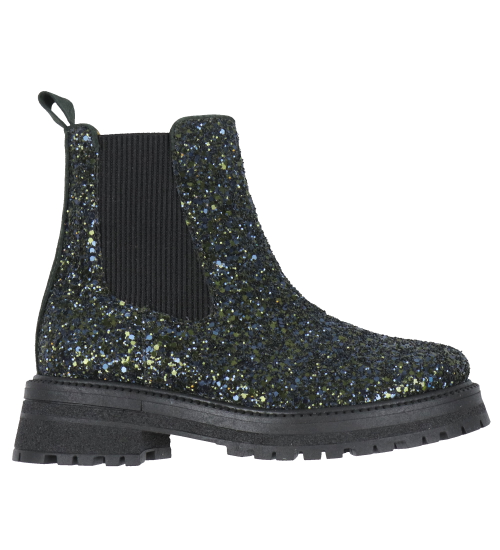 Angulus Stiefel - Chelsea - Teal m. Glitzer