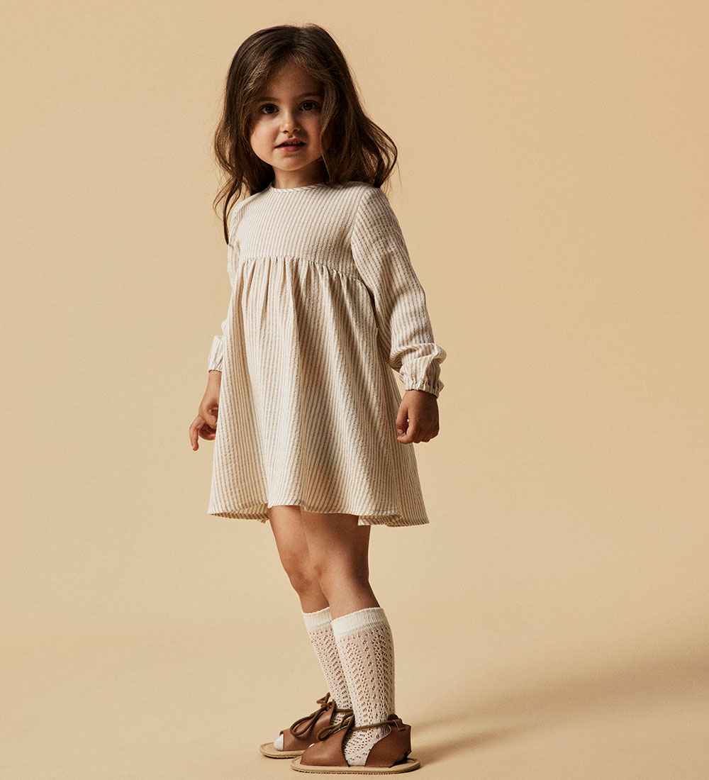 Lil' Atelier Dress - NmfLino - Coconut Milk/Taos Taupe