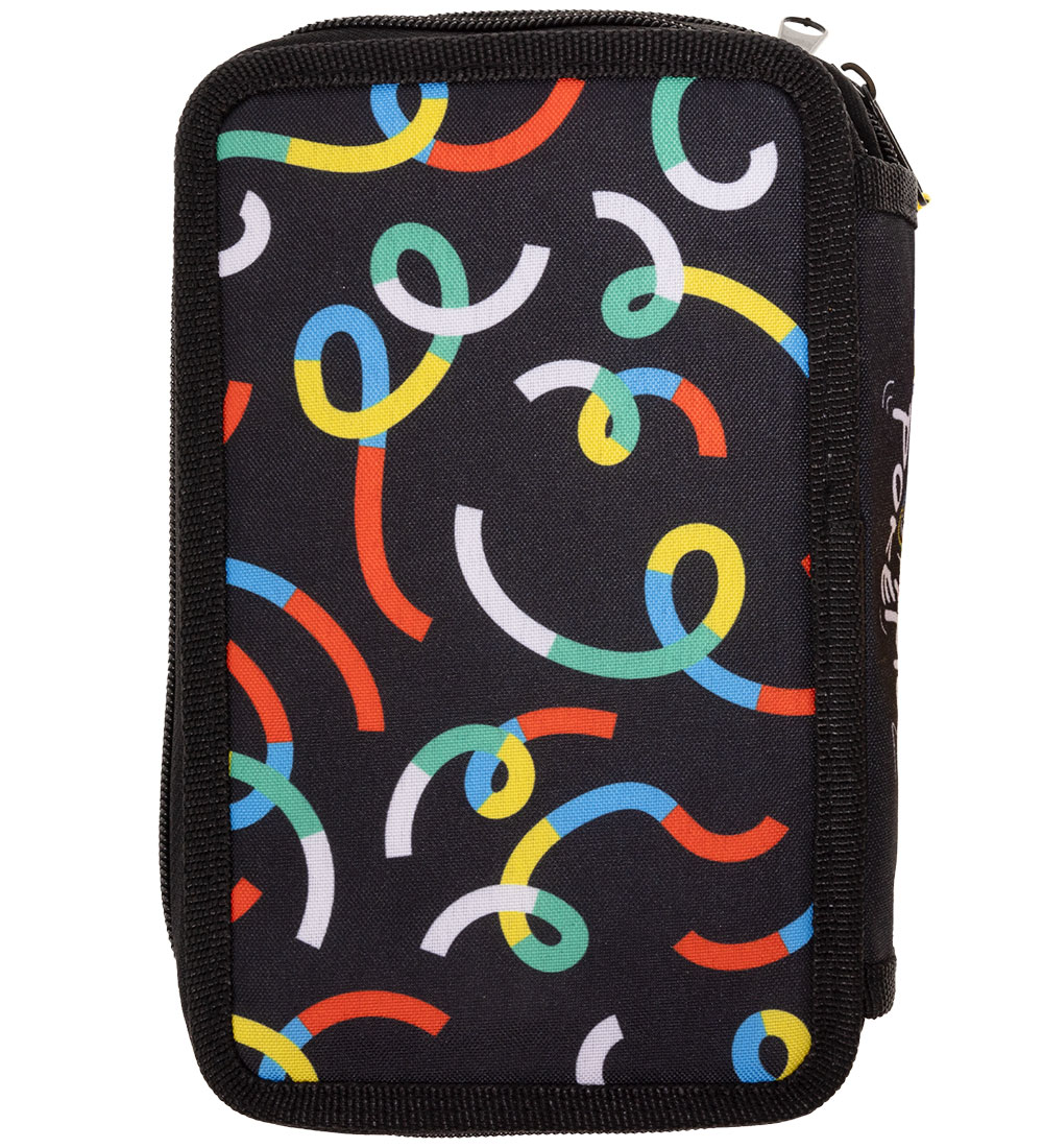Pokémon Pencil Case w. Contents - Double - Black w. Pikachu