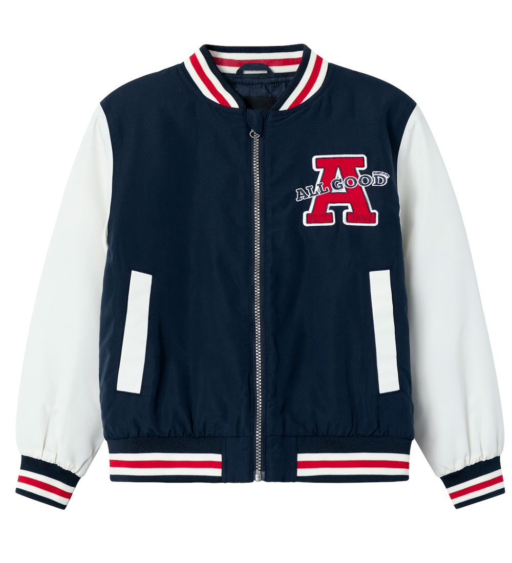 Name It Bomberjacke - NmnMain - Dark Sapphire/Weiß m. Rot