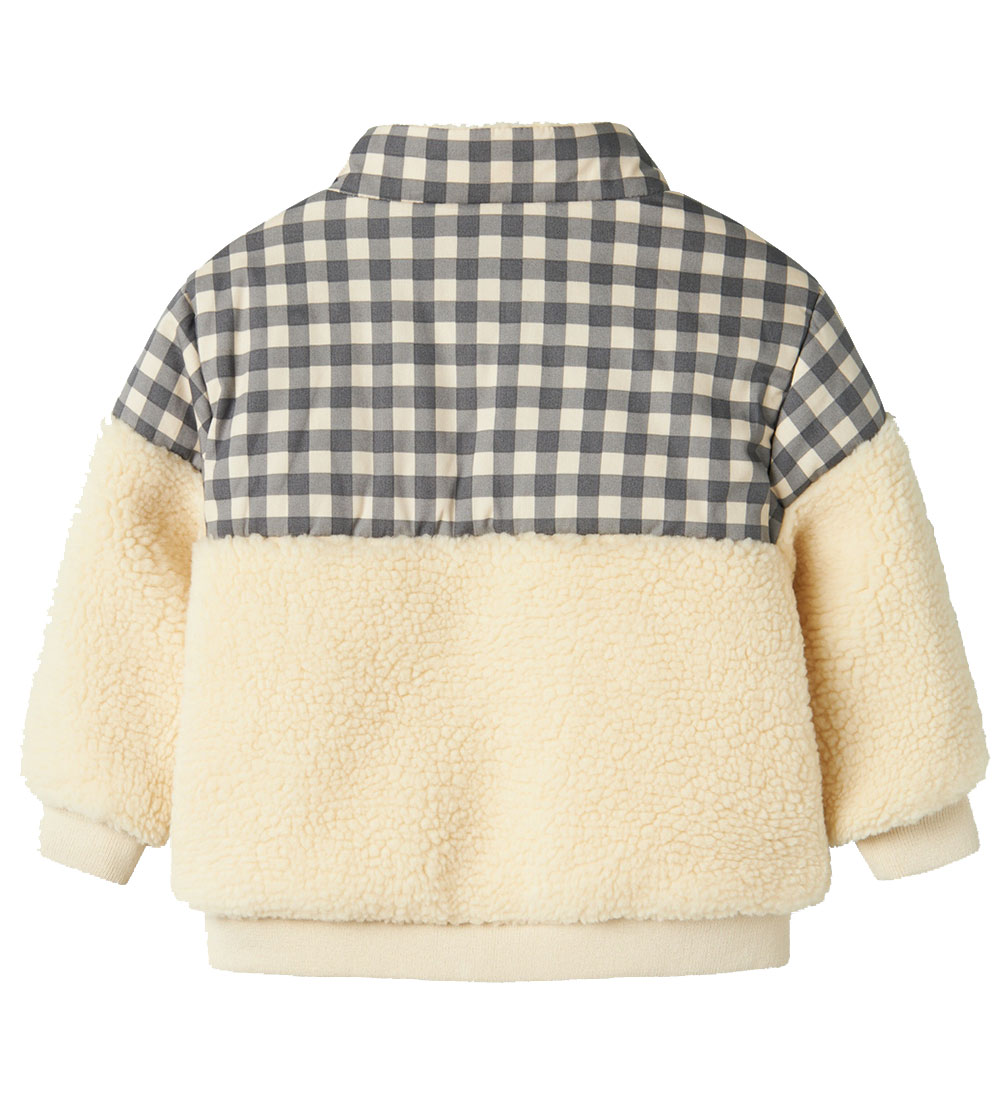 Lil' Atelier Fleece Jacket - NbmNaolin - Sandshell/Blue Check