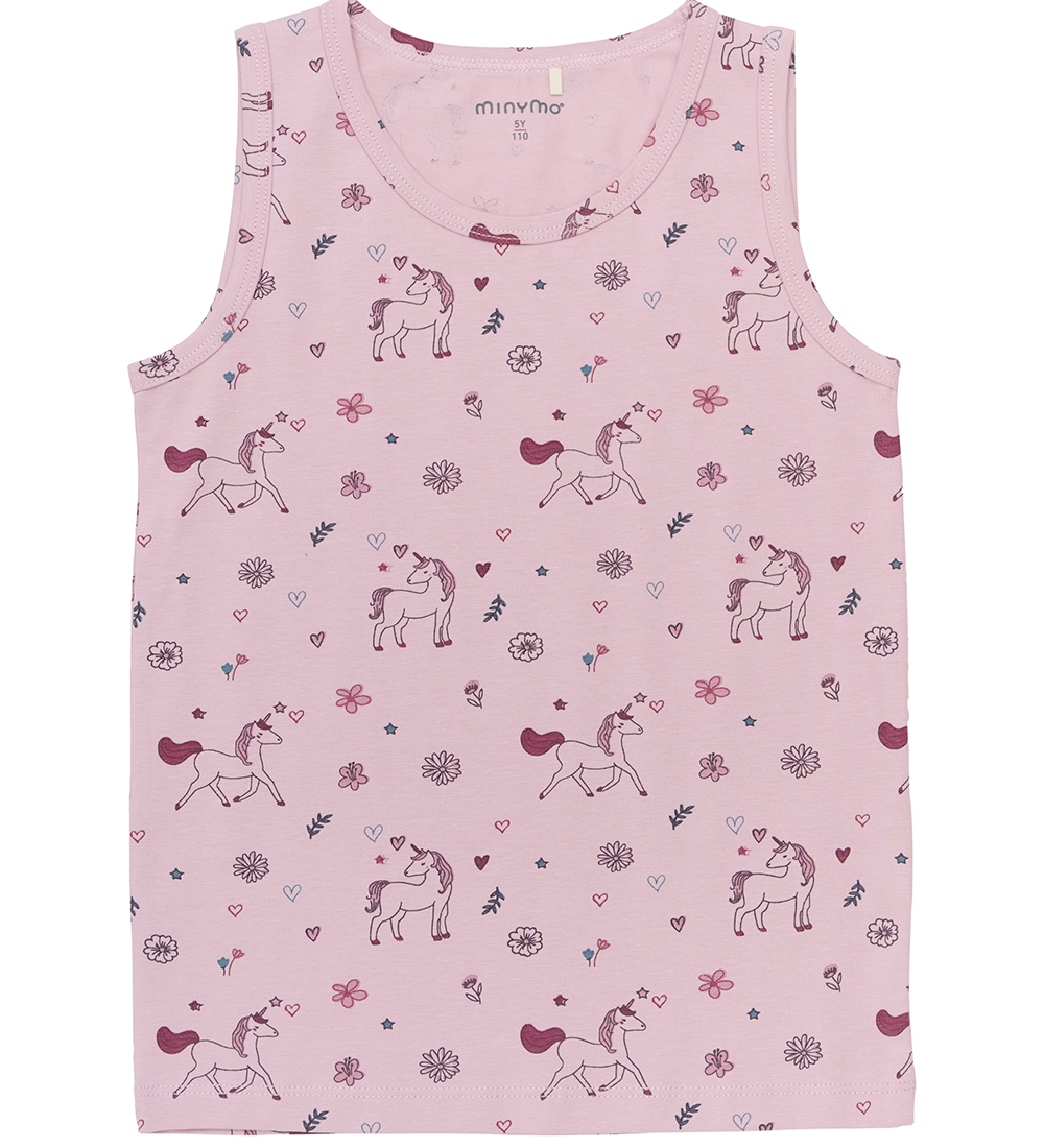 Minymo Unterhemd - 2er-Pack - Altrosa/Dawn Pink m. Einhörner