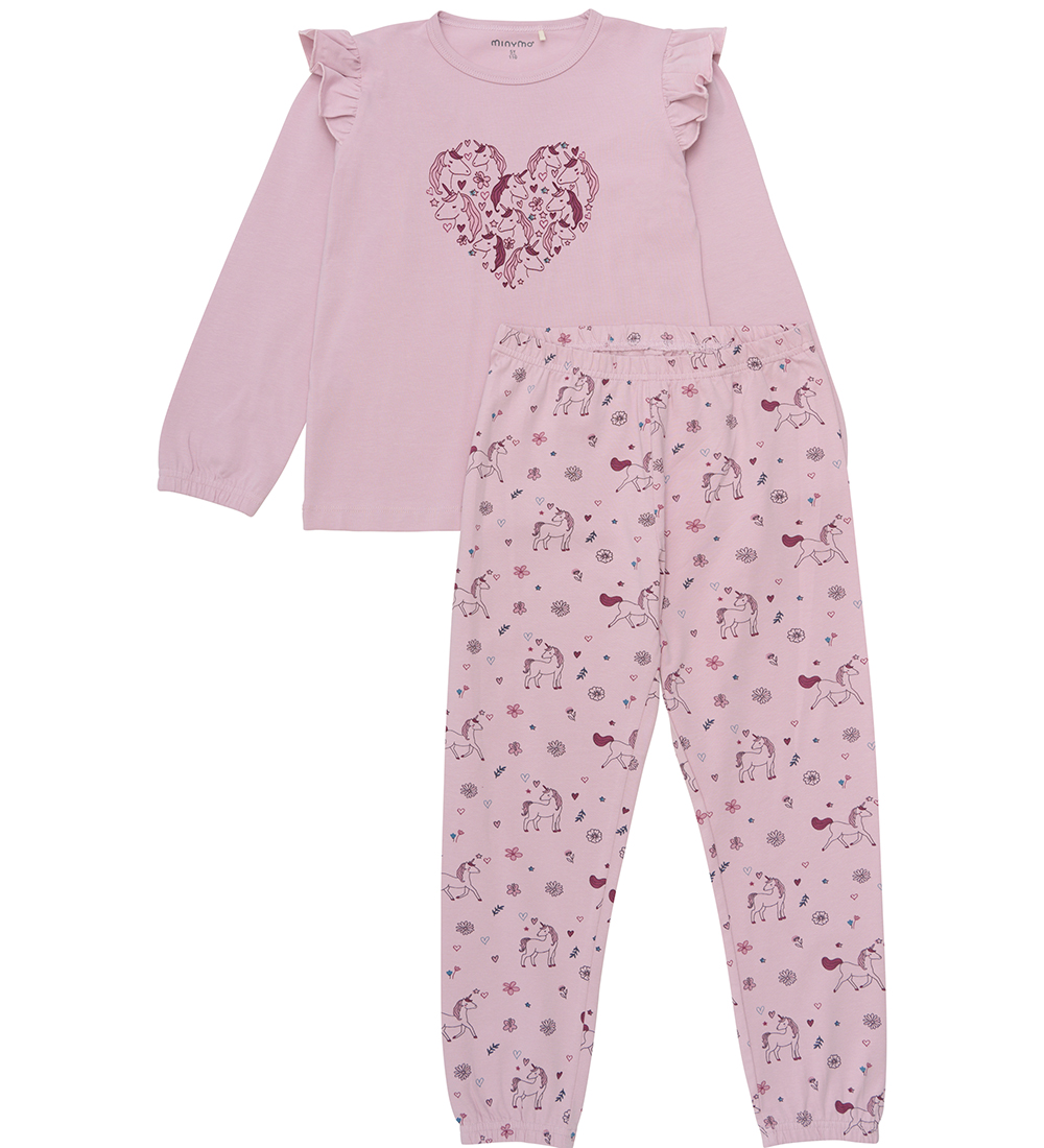 Minymo Pyjama Set - Dawn Pink w. Unicorns