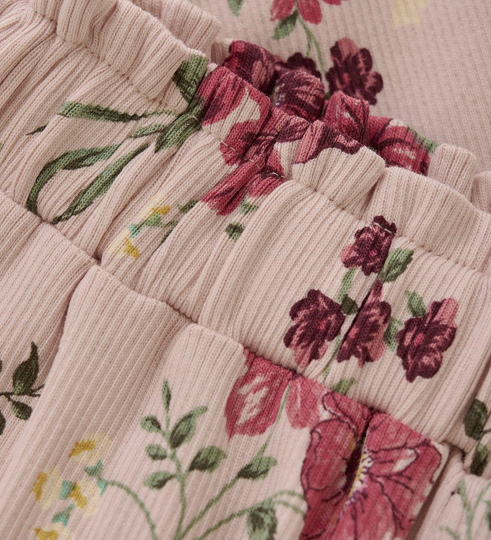 Minymo Trousers - Rib - Sepia Rose w. Flowers