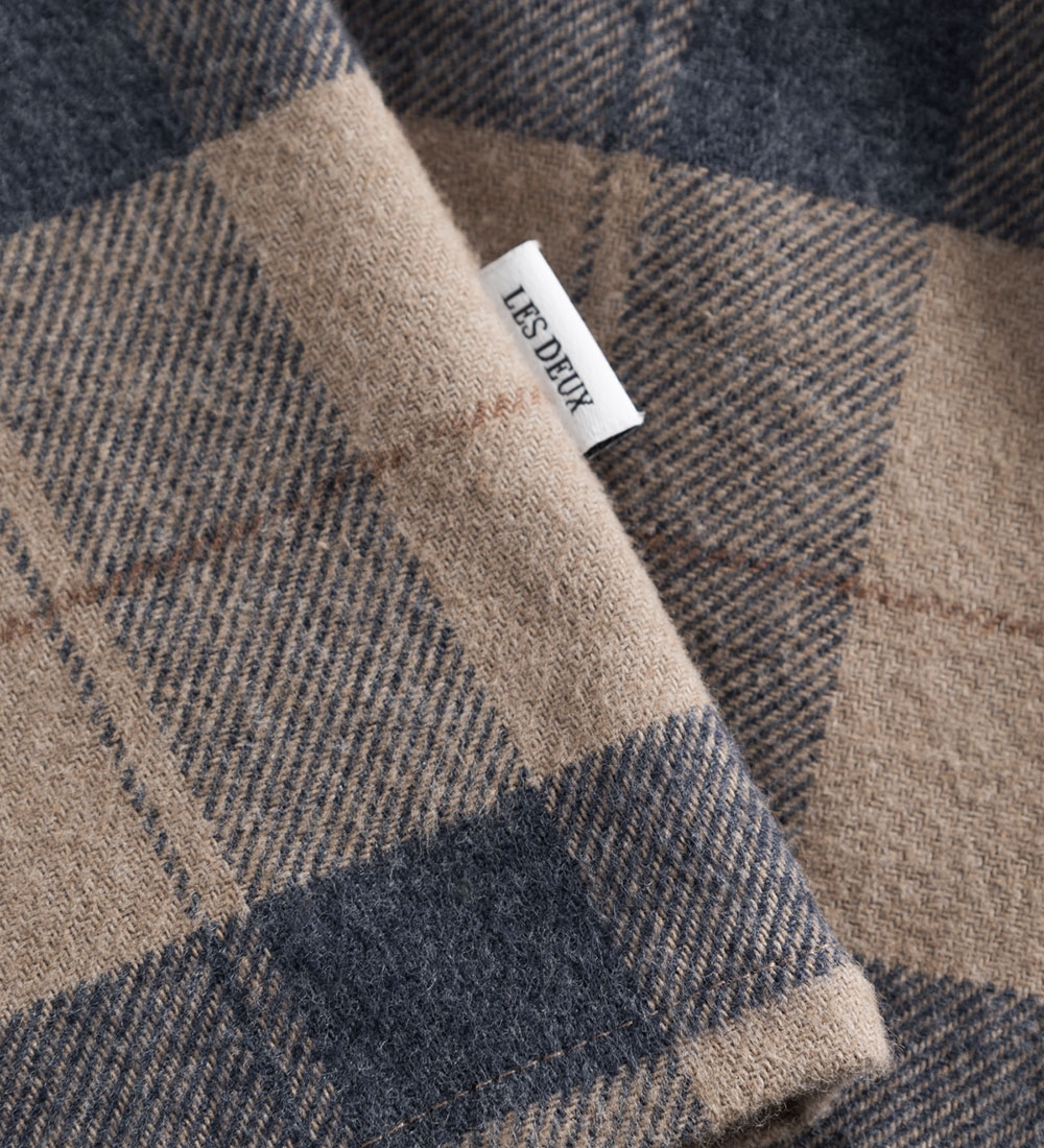 Les Deux Overhemd - Lennon - Cheque - Desert Taupe/Dark Navy