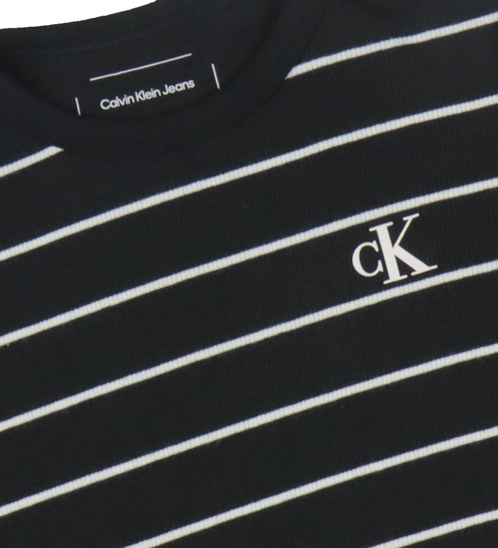 Calvin Klein T-Shirt - Rib - Gestreept - CK Black/Witkap Grijs S