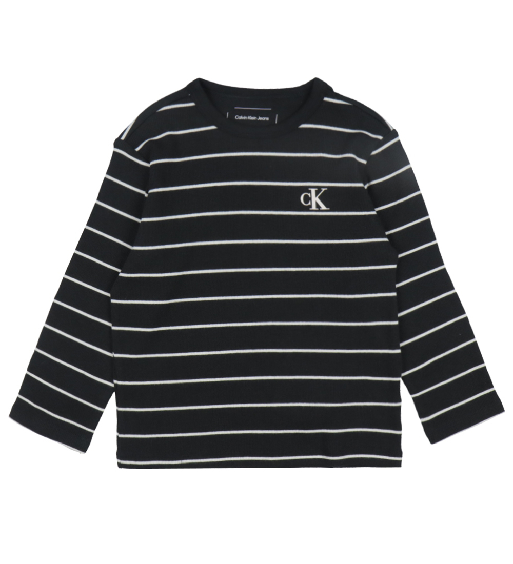 Calvin Klein T-Shirt - Rib - Gestreept - CK Black/Witkap Grijs S