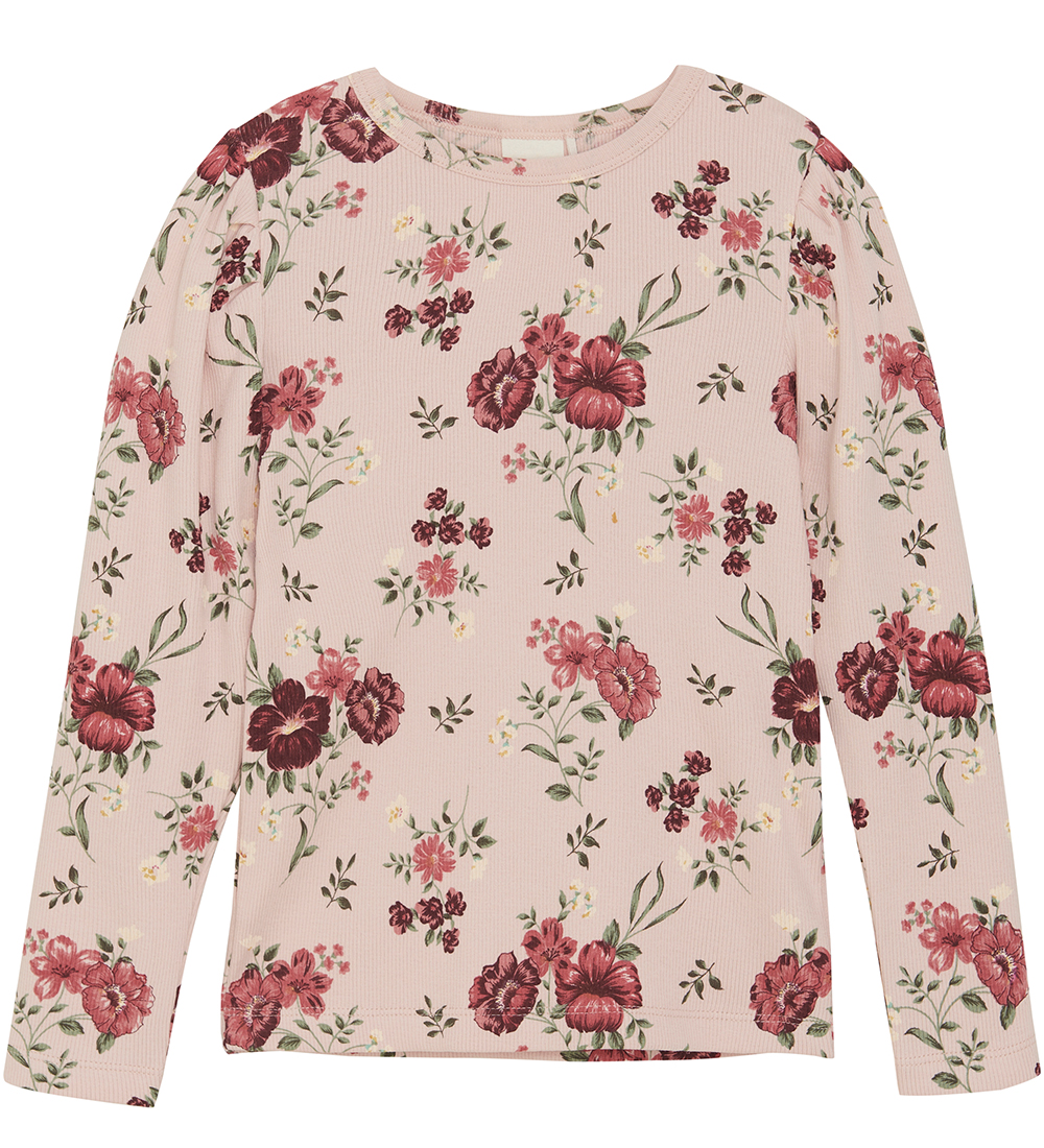 Blouse Minymo - Rib - Sépia Rose av. Fleurs