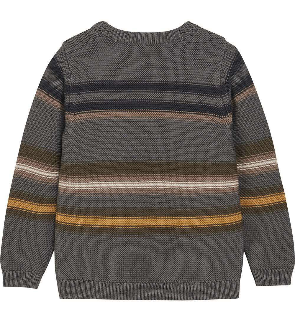 Minymo Blouse - Knitted - Gargoyle w. Stripes