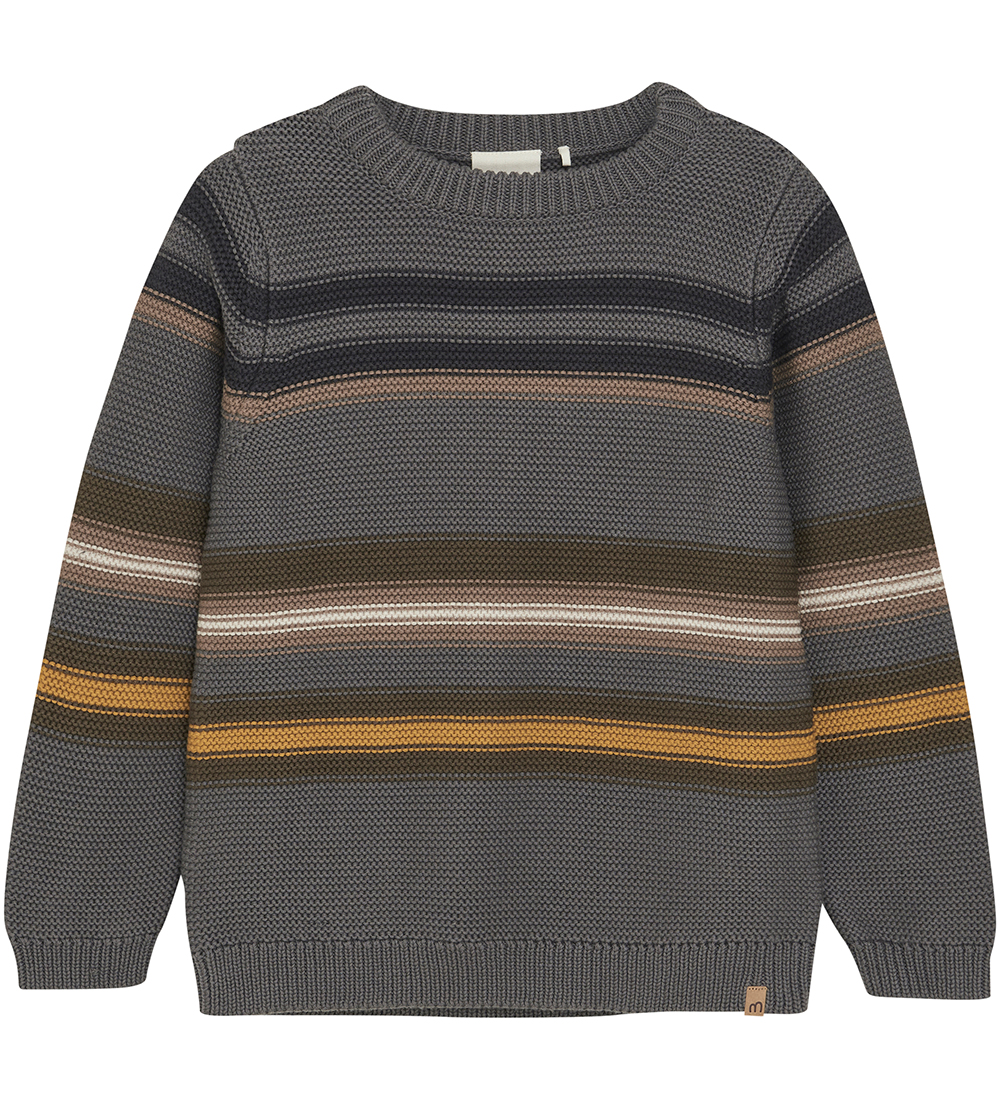 Minymo Blouse - Knitted - Gargoyle w. Stripes