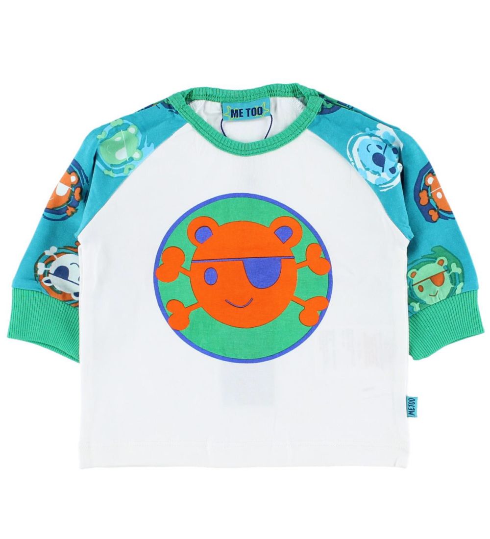 Me Too Blouse - White/Turquoise w. Print
