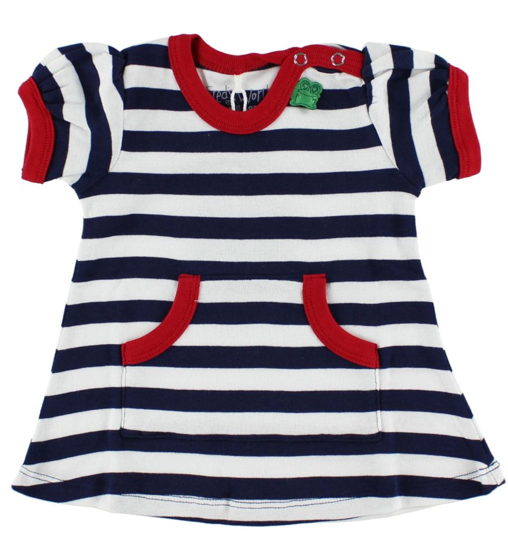 Freds World Kleid - Navy/Weiß gestreift m. Rot Rand