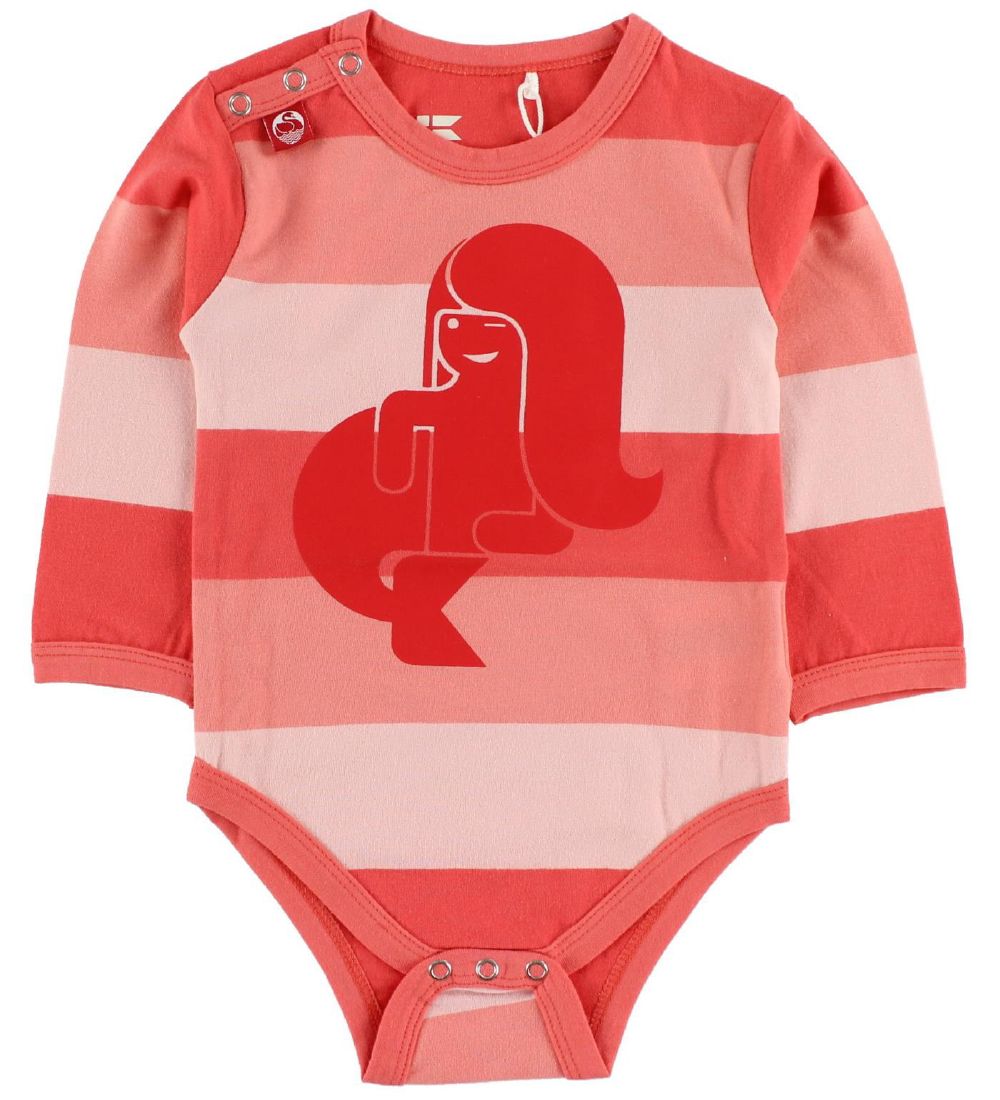 Danefæ Romper - l/s - Koraal Gestreept