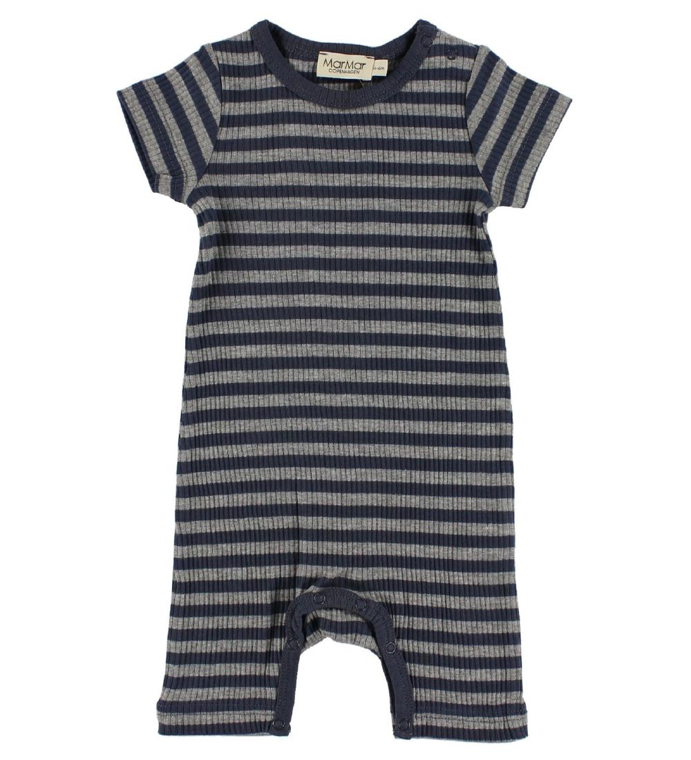 MarMar Summer Romper - Rib - Navy/Grey Striped