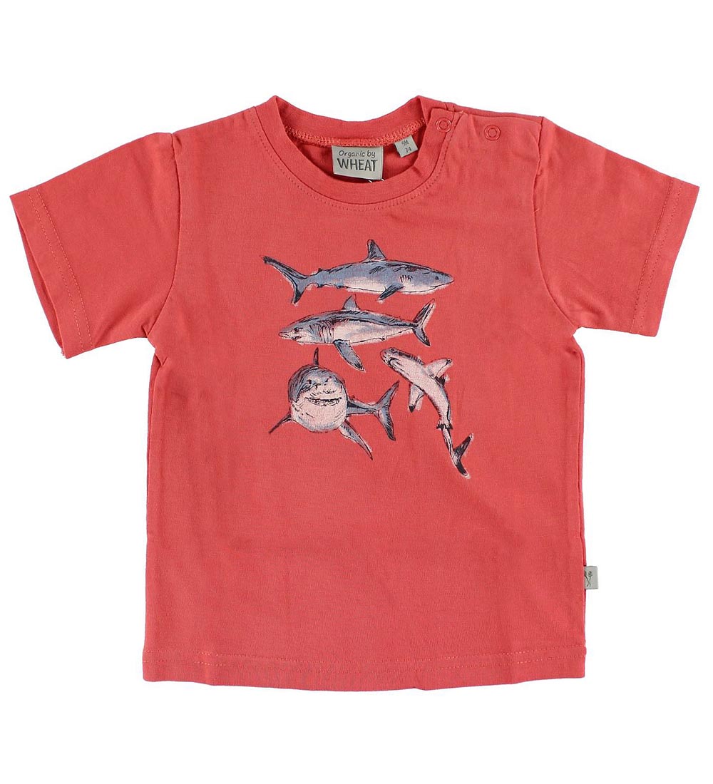 Wheat T-shirt - Red w. Sharks
