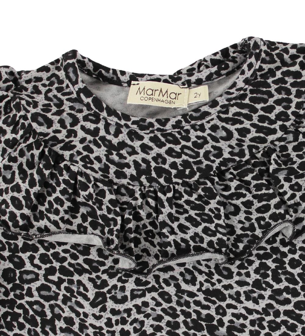 MarMar Blouse - Grey Leopard w. Ruffles