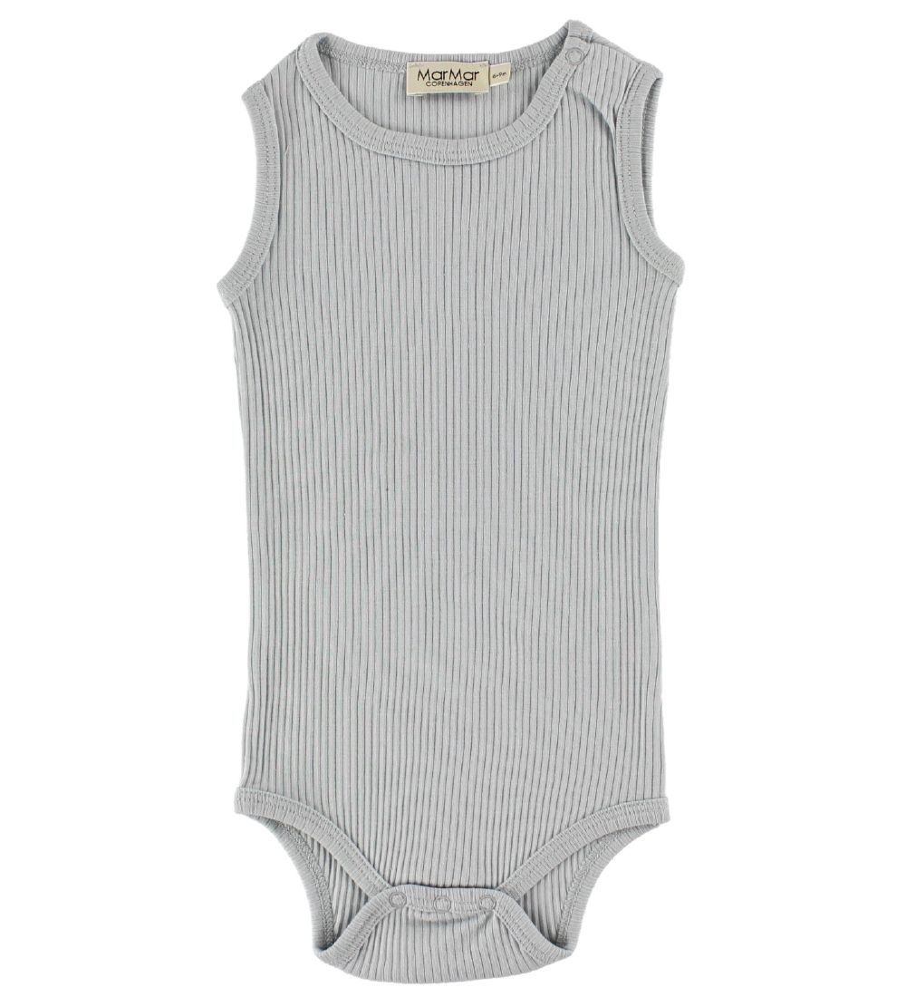 MarMar Romper - mouwloos - Rib - Modaal - Lichtblauw