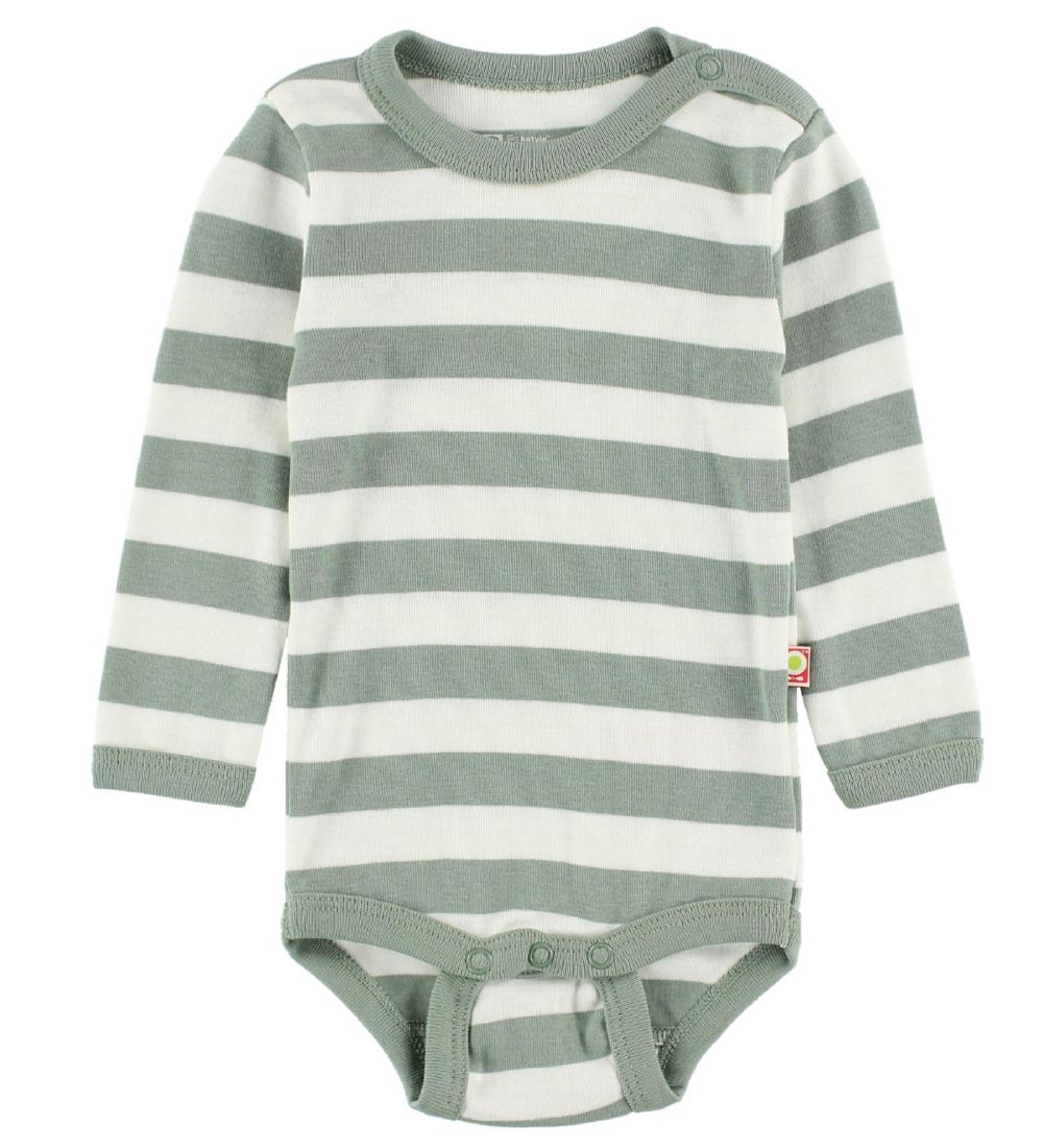 Katvig Bodysuit - l/s - White/Dusty Green Striped