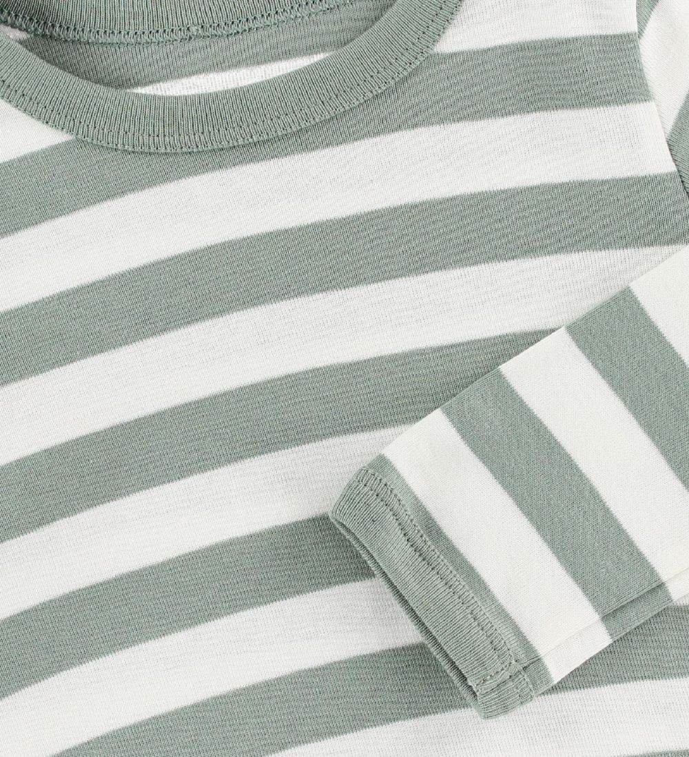 Katvig Blouse - White/Dusty Green Striped