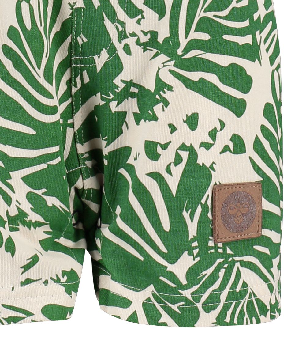 Hummel Overalls - HMLWildfred - Ivory/Green w. Leaf Print