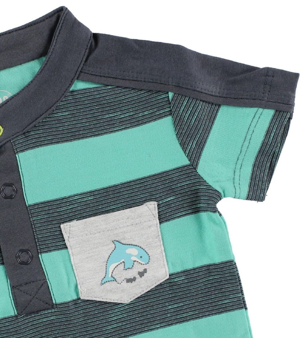 Me Too T-shirt - Charcoal/Turquoise Striped