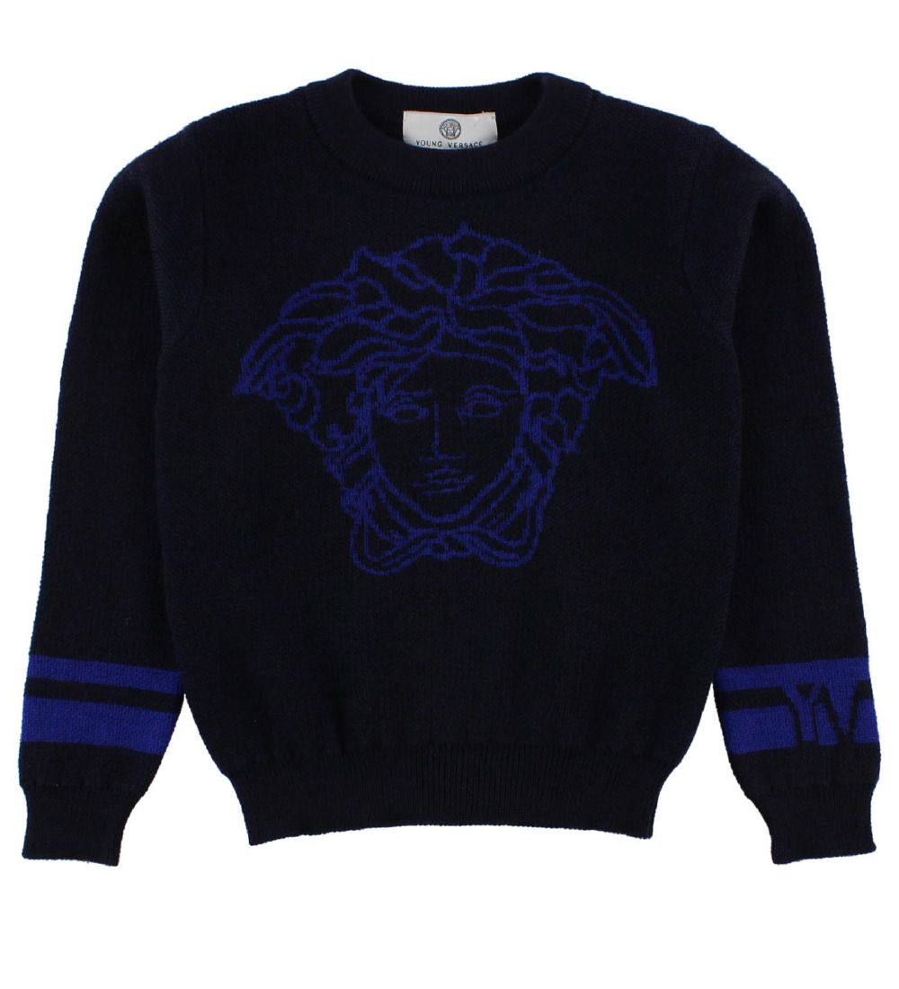 Young Versace Blouse - Wool - Navy w. Logo