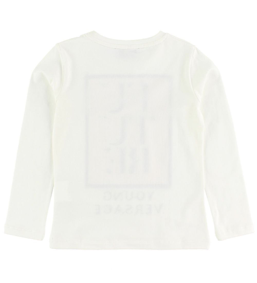 Young Versace Blouse - White w. Rose Print/Sequins