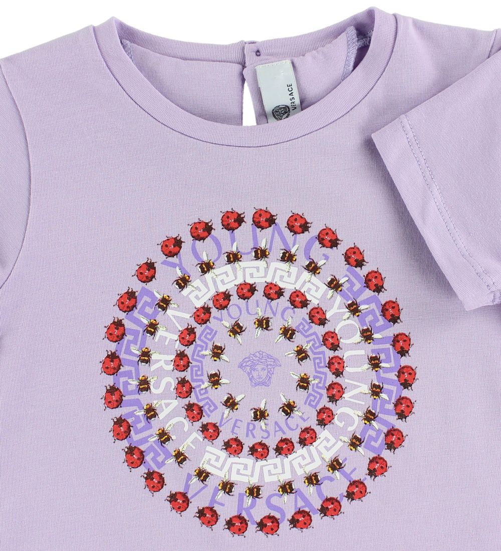 Young Versace T-shirt - Lavender w. Logo/Ladybugs