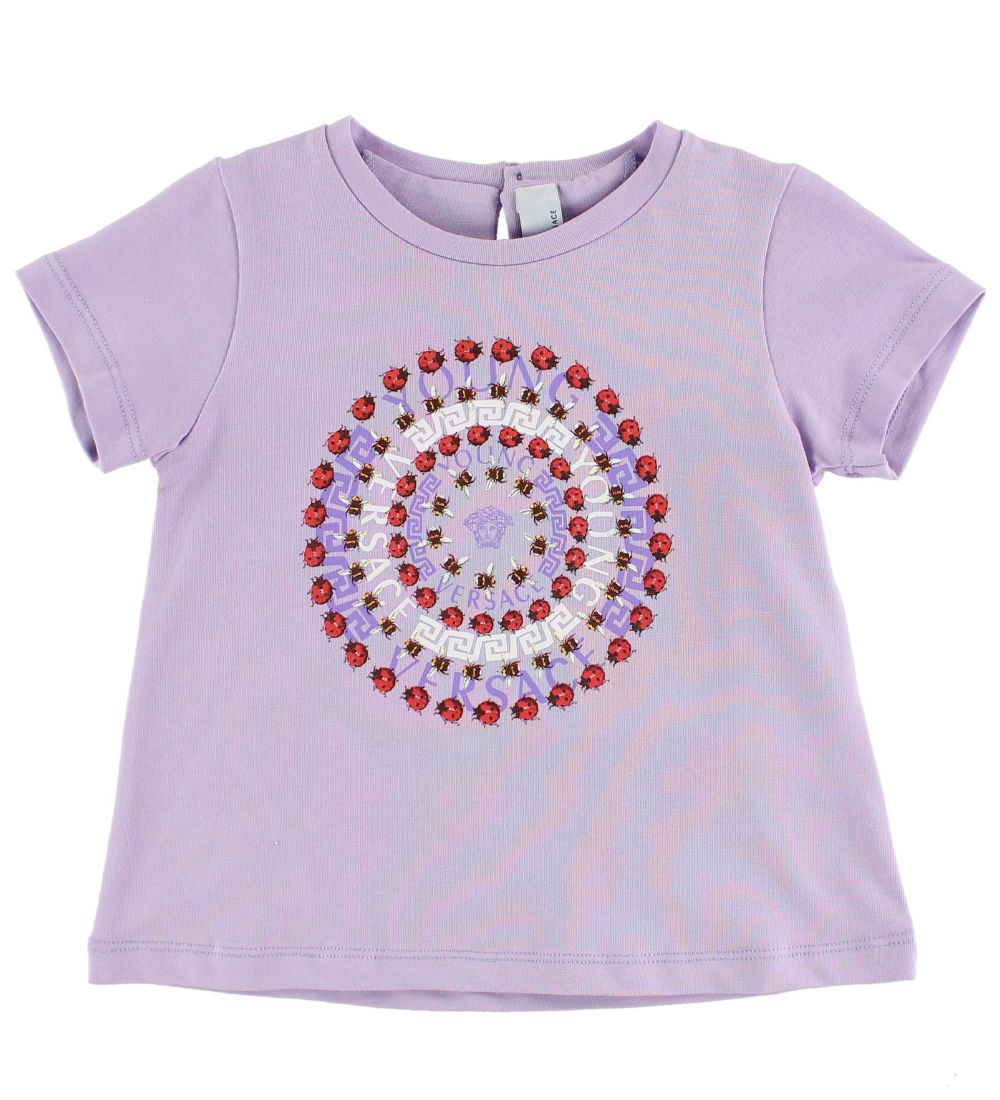 Young Versace T-shirt - Lavender w. Logo/Ladybugs