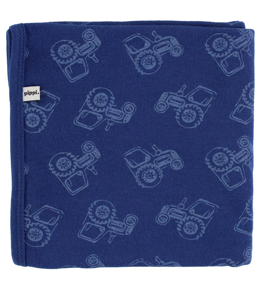 Pippi Baby Blanket - 70x70 - 2-Pack - Navy/Light Blue w. Tractor