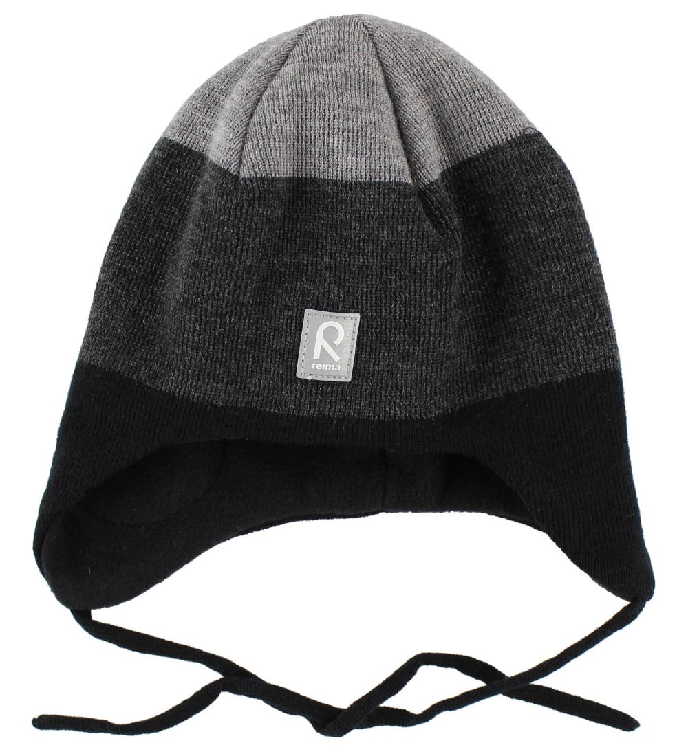 Reima Baby Hat - Wool/Polyester - Auva - Black/Charcoal/Grey Mel