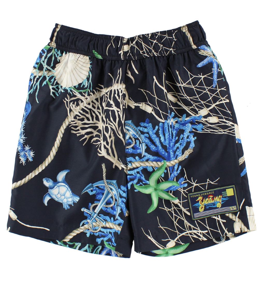 Young Versace Swim Shorts - Navy w. Sea animals