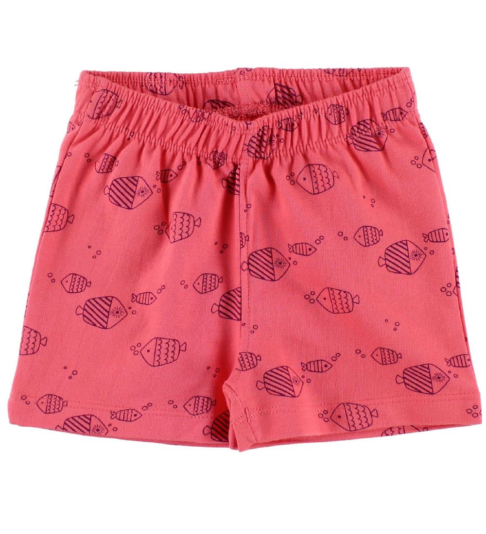Color Kids Shorts Set - Naung - Rot/Koralle m. Fisch