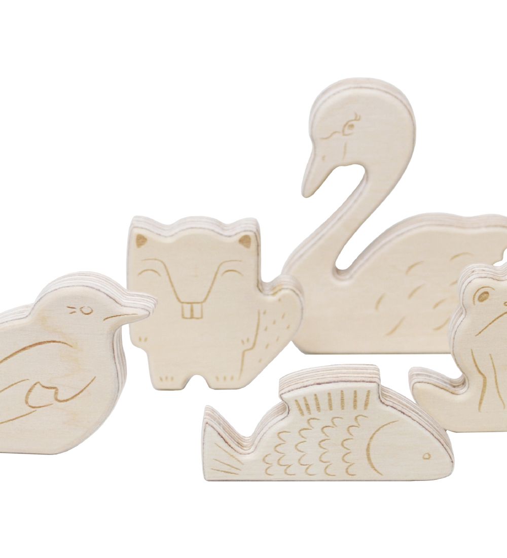 Loullou Figurines - 9 cm - Wood - Pond Animals